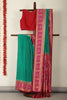 Teal & Magenta Dual Toned Tussar Silk Patola Woven Saree