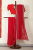 Valentine Red Georgette Resham Floral Jal Woven And Swarovski Work Saree