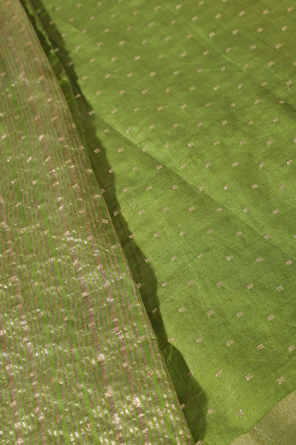 Light Olive Green Zari Woven Silk Saree