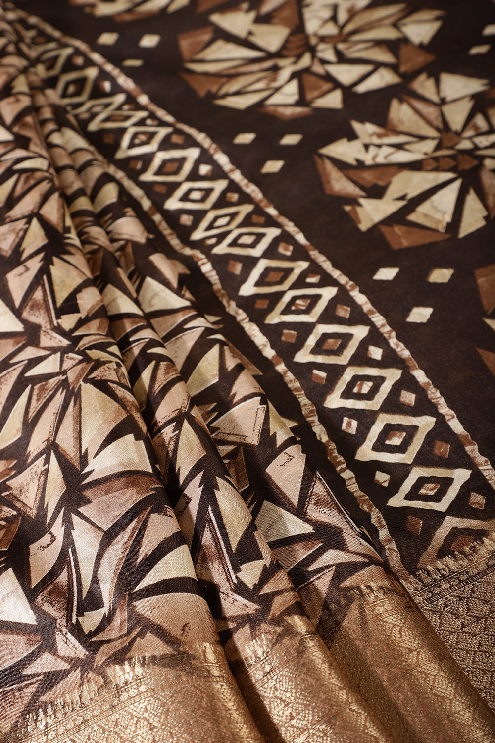 Brown Colour Printed Cotton Silk Saree