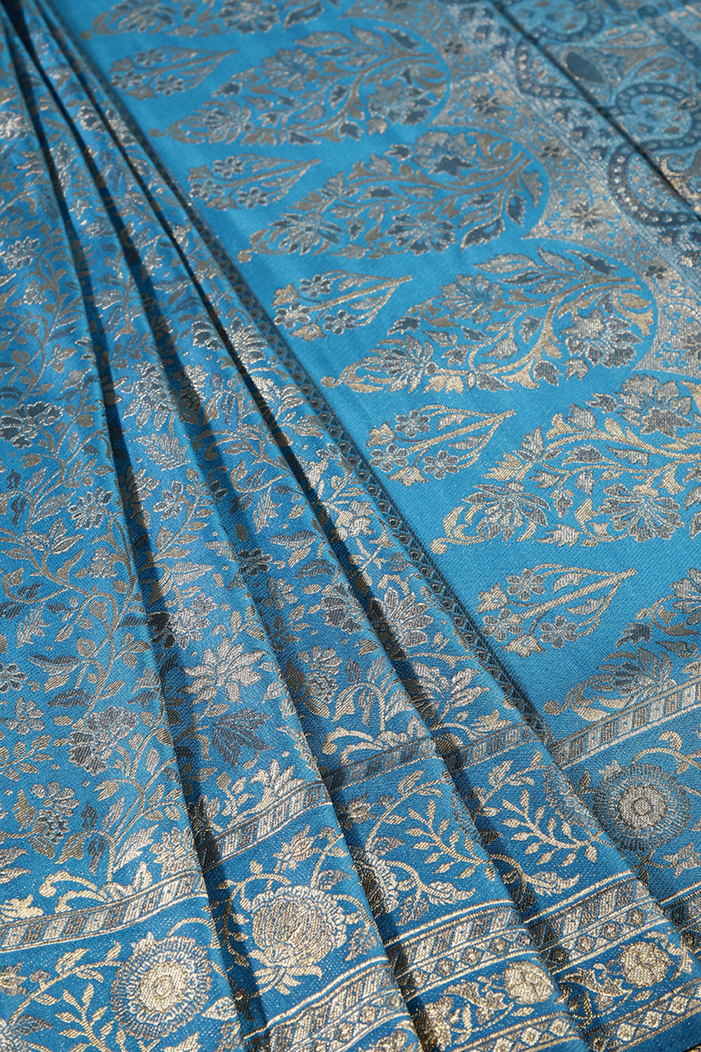 Mute Blue Colour South Silk Heavy Woven Saree
