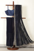 Navy Georgette Resham Floral Jal Woven And Swarovski Work Saree