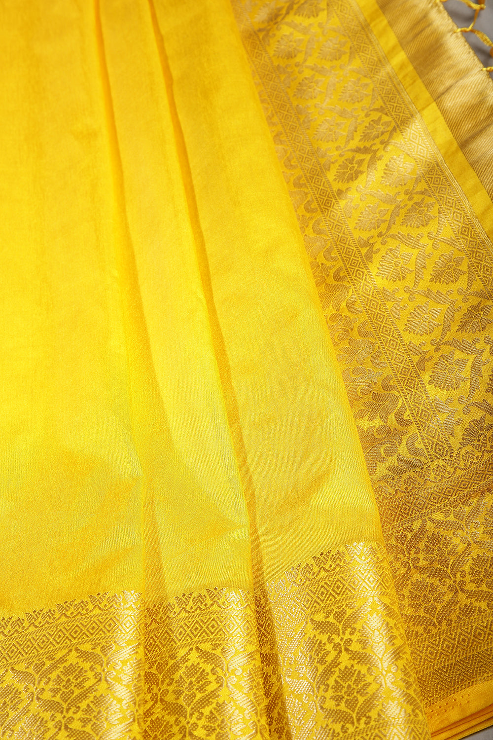 Yellow Colour Silk Woven Saree