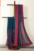 Nile Blue & Pink Georgette Resham Floral Jal Woven And Swarovski Work Saree