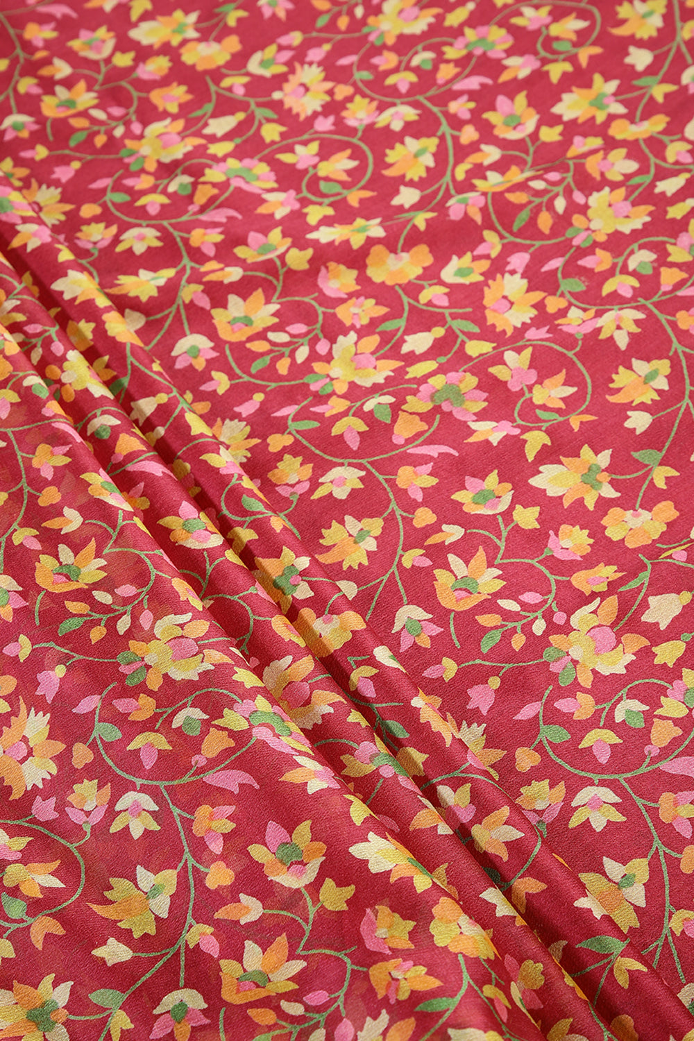 Shiraz Color Chiffon Floral Zari Border Printed Saree