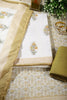 Cream & Olive Green Color Cotton Printed Unstitched Suit Material