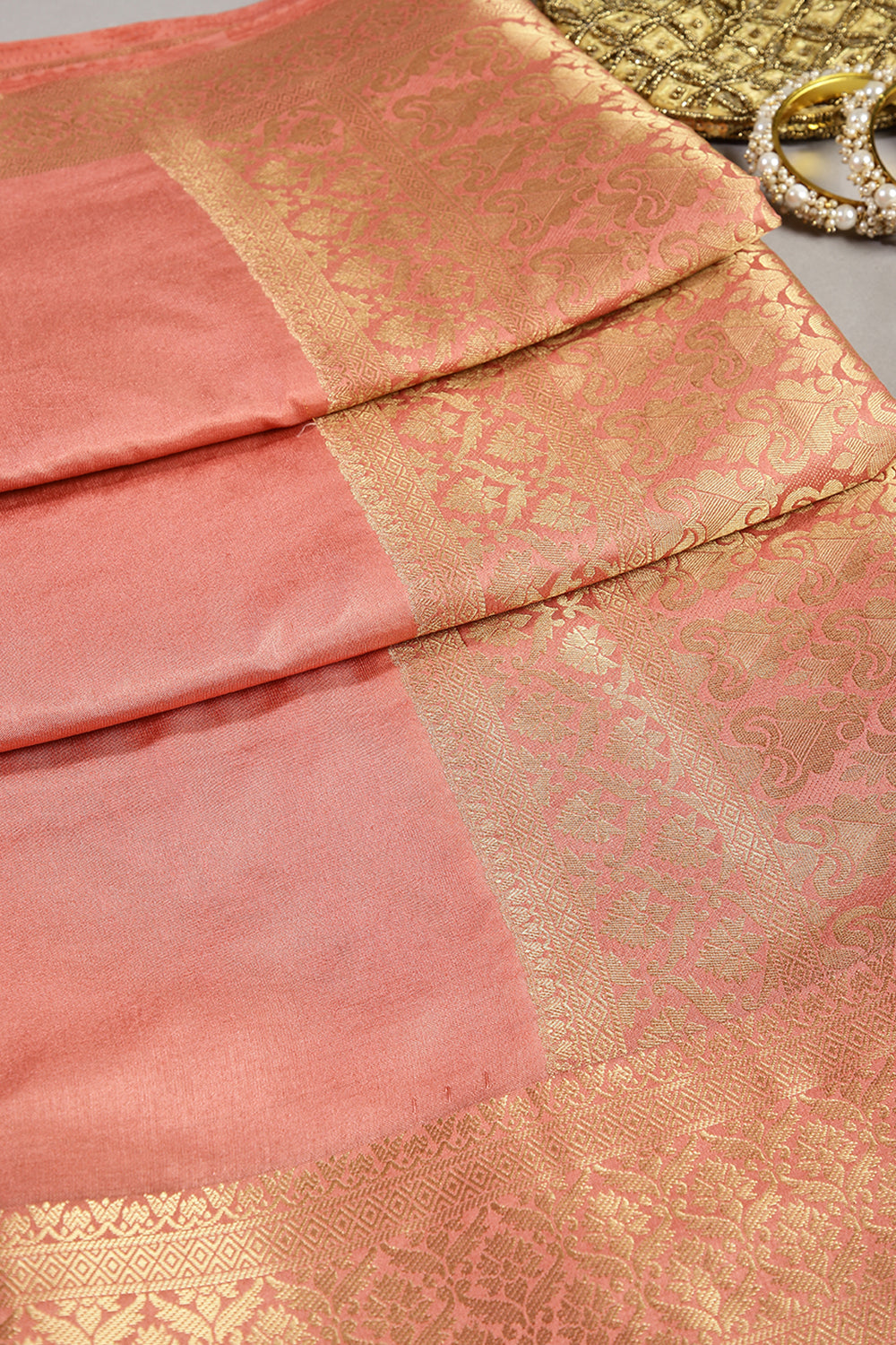 Peach Colour Silk Woven Saree