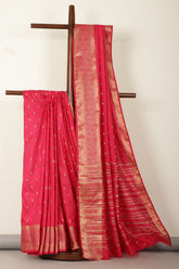 Fuchsia Pink Cotton Zari & Resham Woven Saree