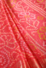 Coral Pink Color Chiffon Bandhani Printed Saree