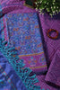 Royal Blue & Purple Crepe Silk Woven Embroidered Unstitched Suit Fabric