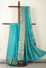 Dark Turquoise Cotton Zari & Resham Woven Saree