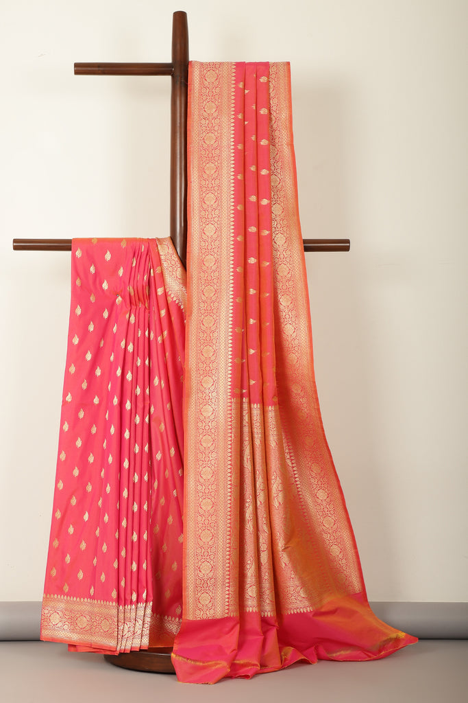 Coral Banarasi Woven SIlk Saree