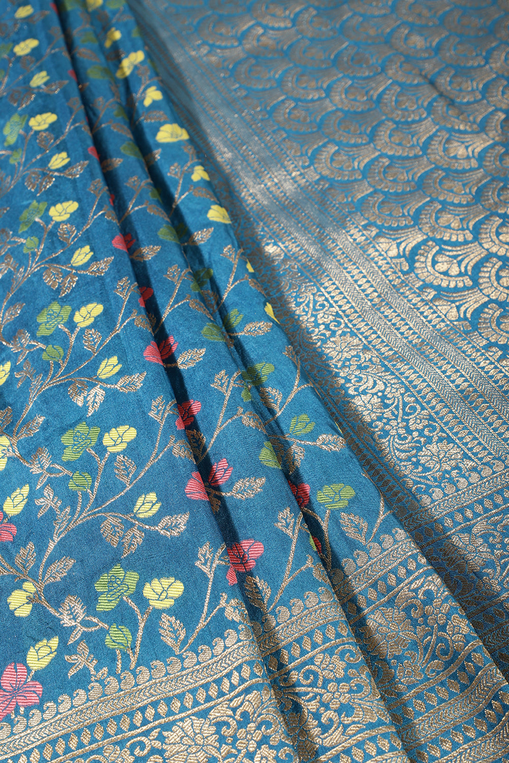 Blue Silk Zari & Resham Woven Saree