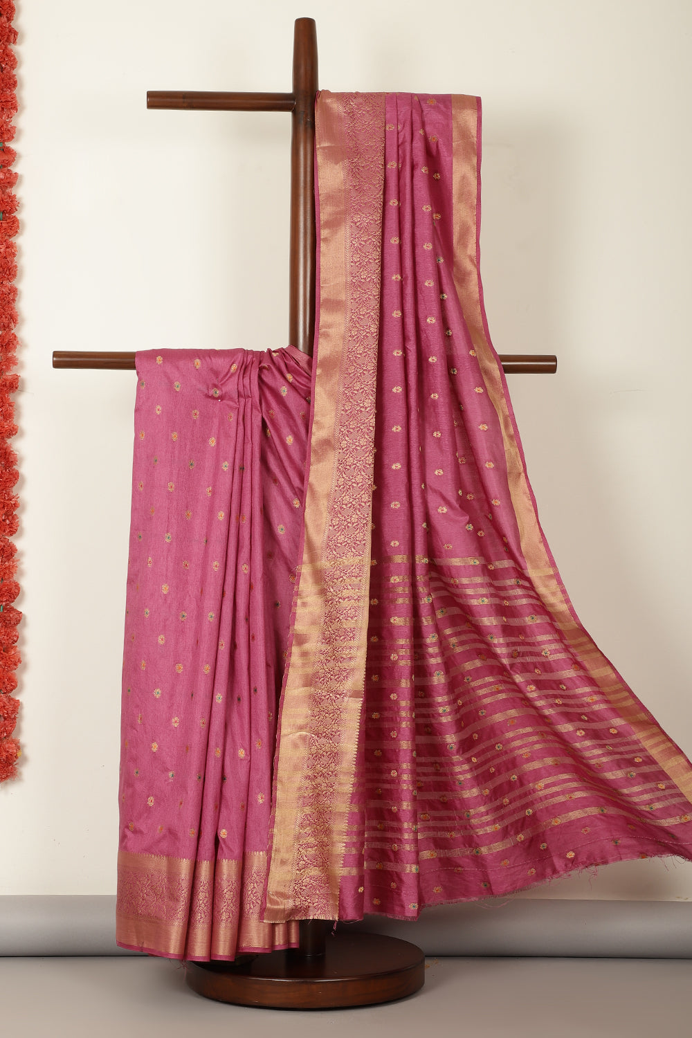 Mauve Cotton Zari & Resham Woven Saree