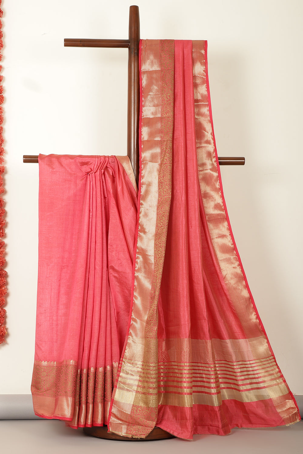 Peach Woven Cotton Silk Saree
