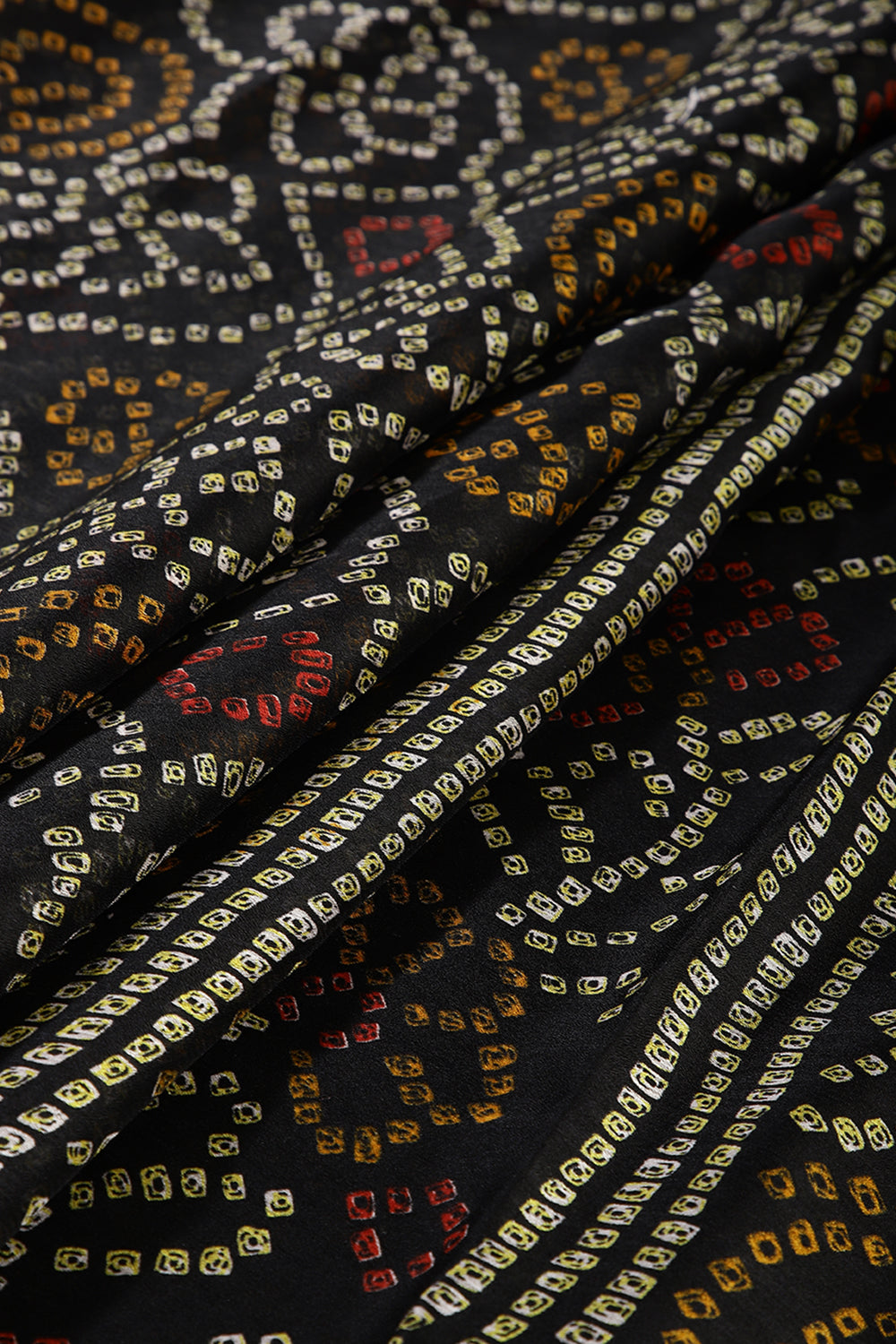Black Color Chiffon Bandhani Printed Saree