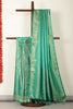 Teal Green Zari Woven Soft Silk Saree