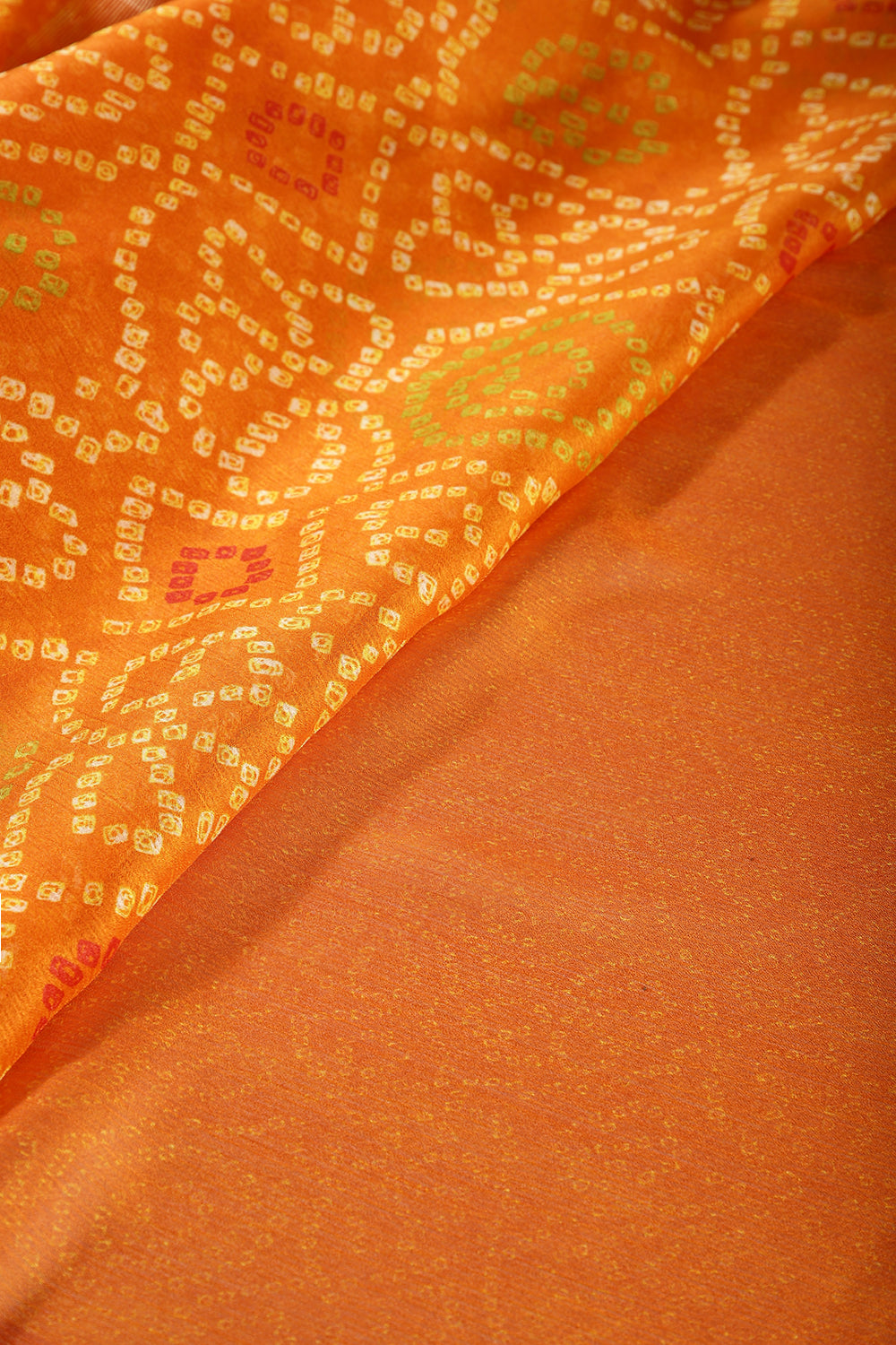 Mustard Color Chiffon Bandhani Printed Saree