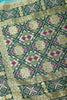 Turquoise  & Green Dual Toned Tussar Silk Patola Woven Saree