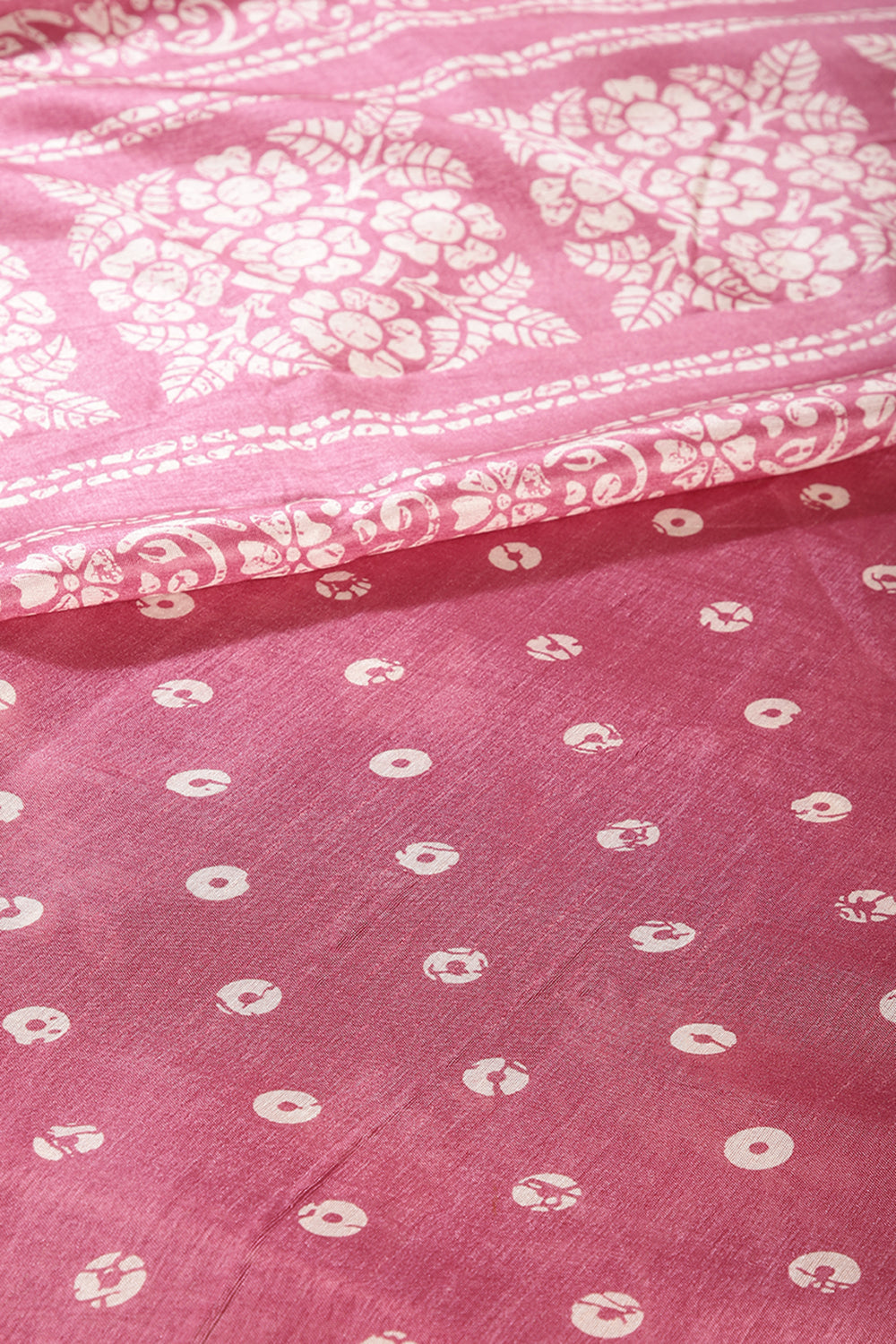 Muted Pink Color Cotton Silk Block Printed Saree