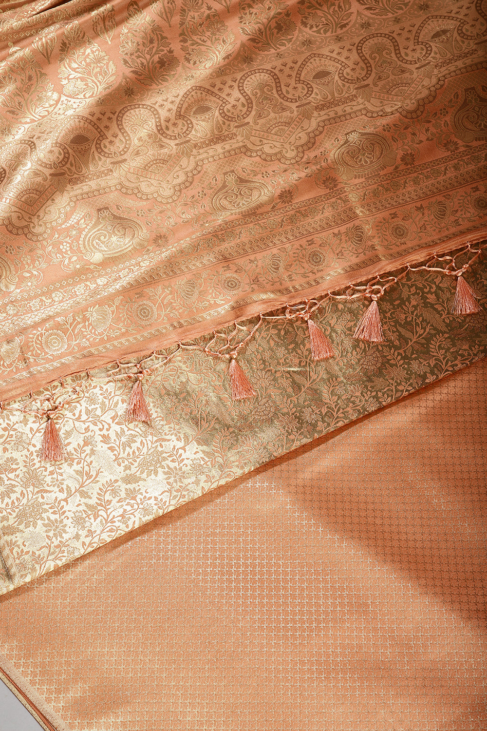 Dusty Peach Colour South Silk Heavy Woven Saree