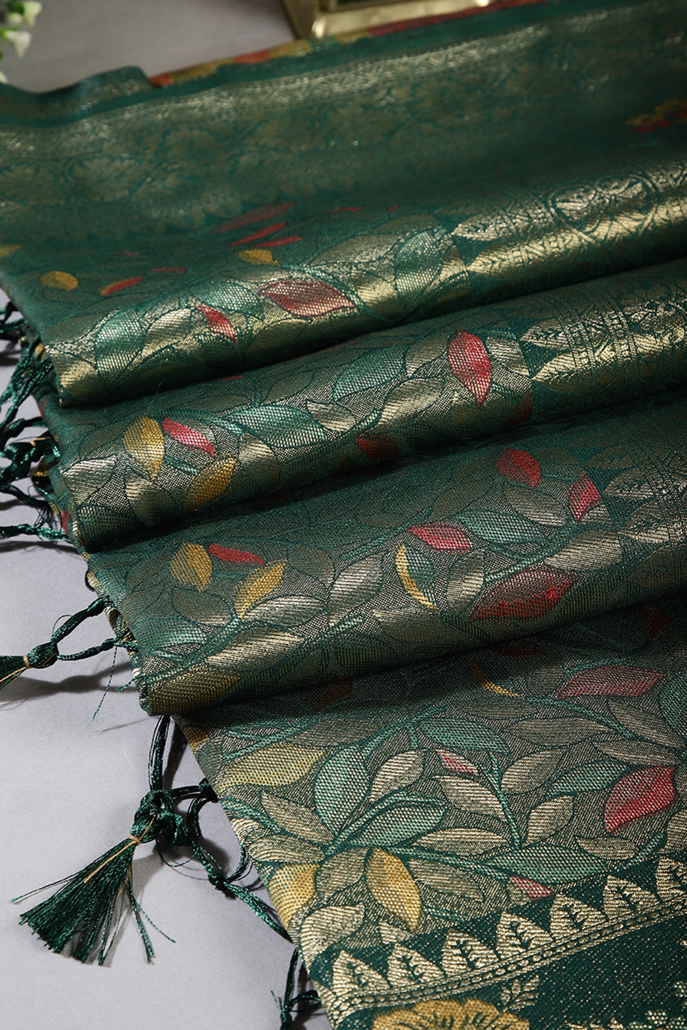 Bottle Green Color South Soft Silk Woven Saree