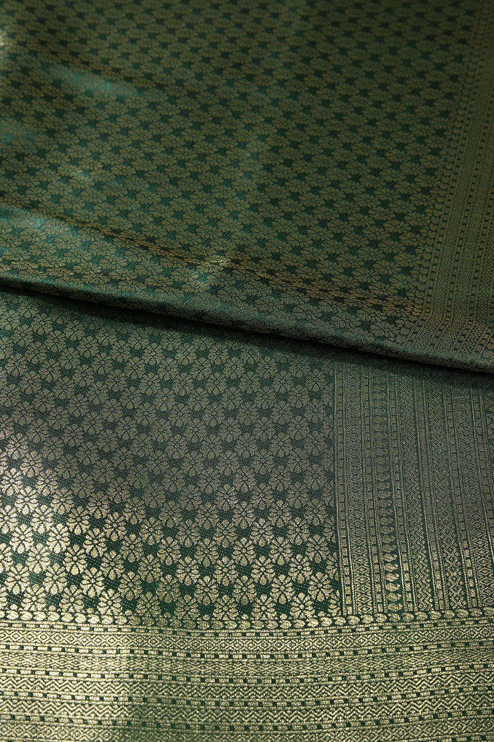 Bottle Green Color South Silk Zari Woven Saree