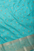 Dark Turquoise Cotton Zari & Resham Woven Saree
