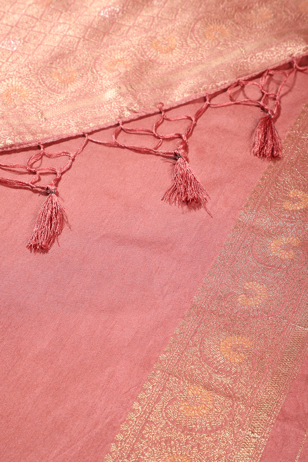 Dark Peach Colour Zari Woven South Silk Saree