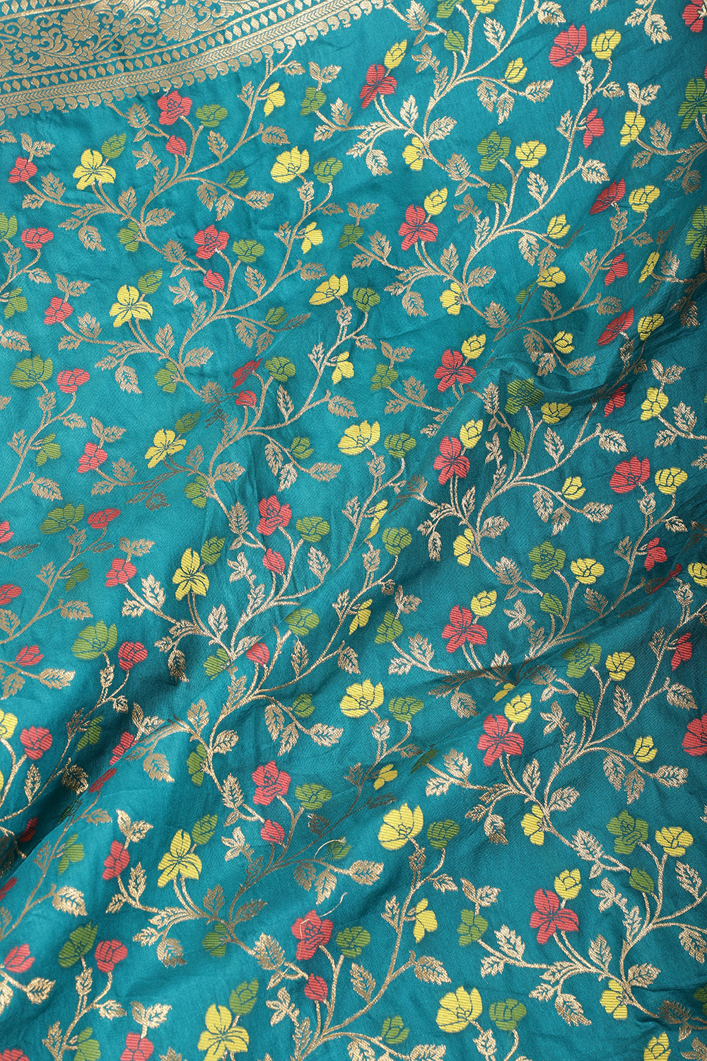 Teal Silk Zari & Resham Woven Saree