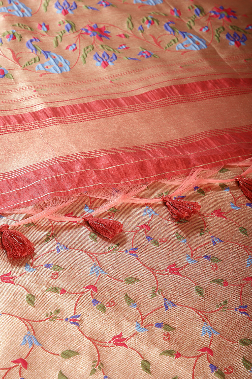 Maroon Color Cotton Silk Paithani Work Saree