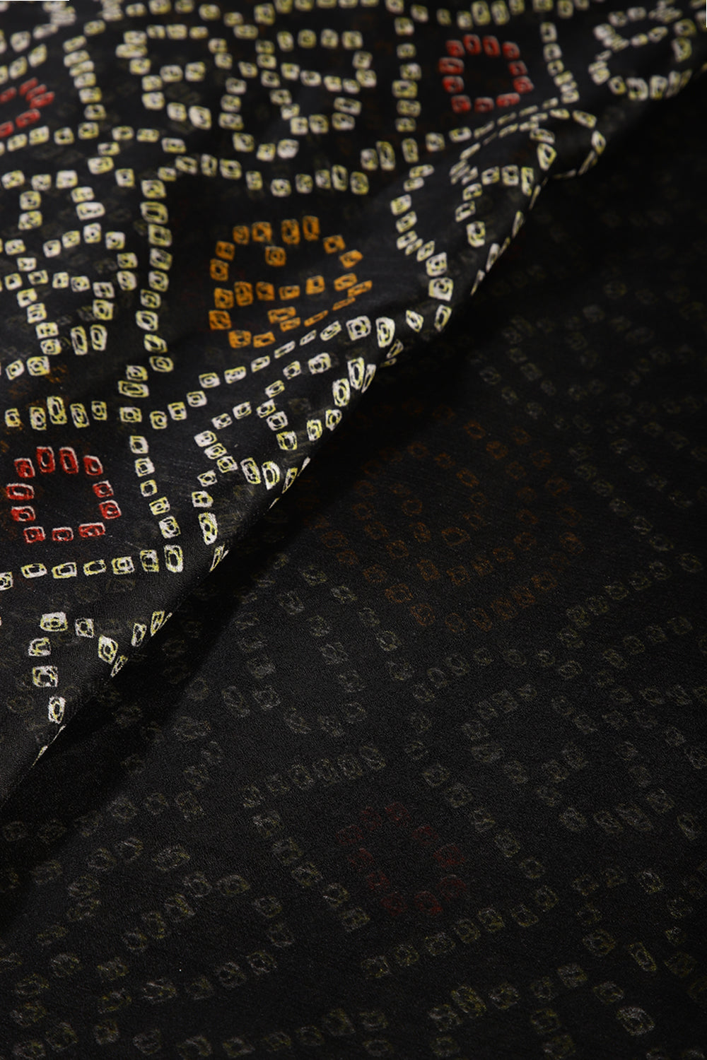 Black Color Chiffon Bandhani Printed Saree