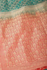 Teal & Red Dual Toned Silk Floral Jal Woven Saree