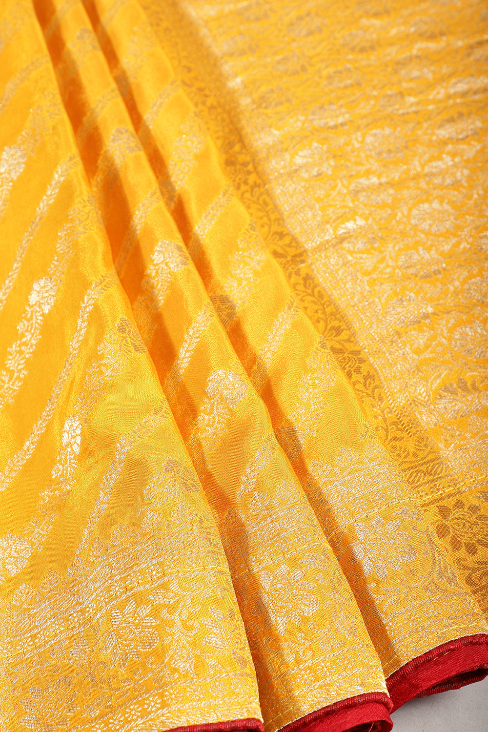 Mustard Color Banarasi Woven Tussar Silk Saree