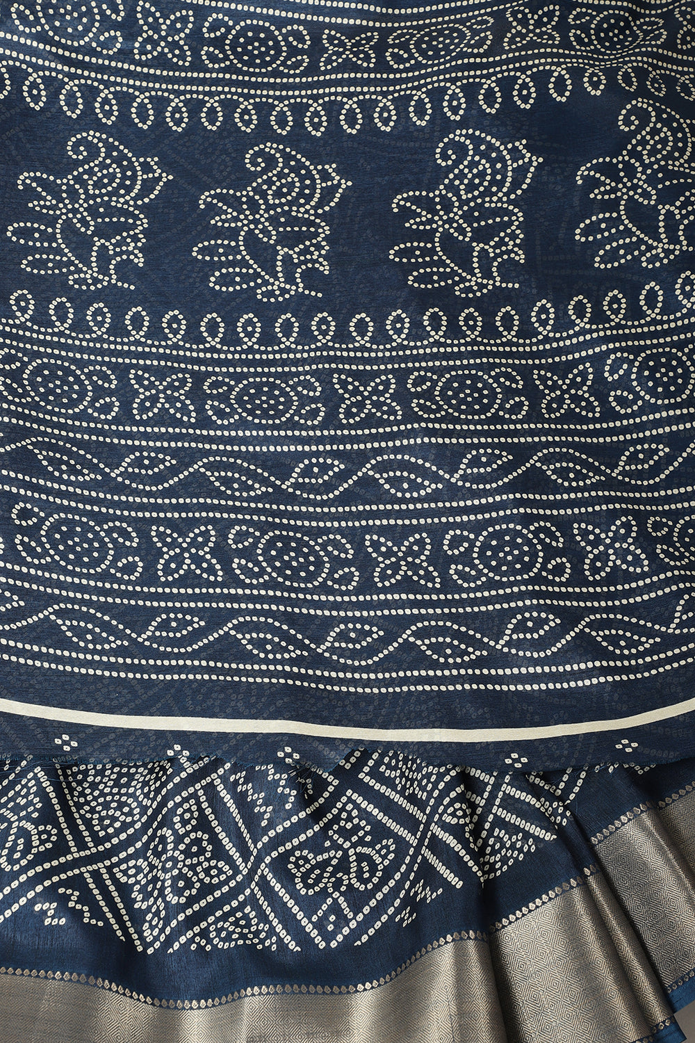 Navy Block Printed Cotton Silk Saree
