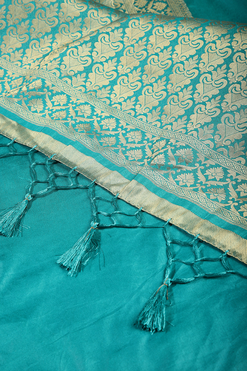 Teal Colour Silk Woven Saree