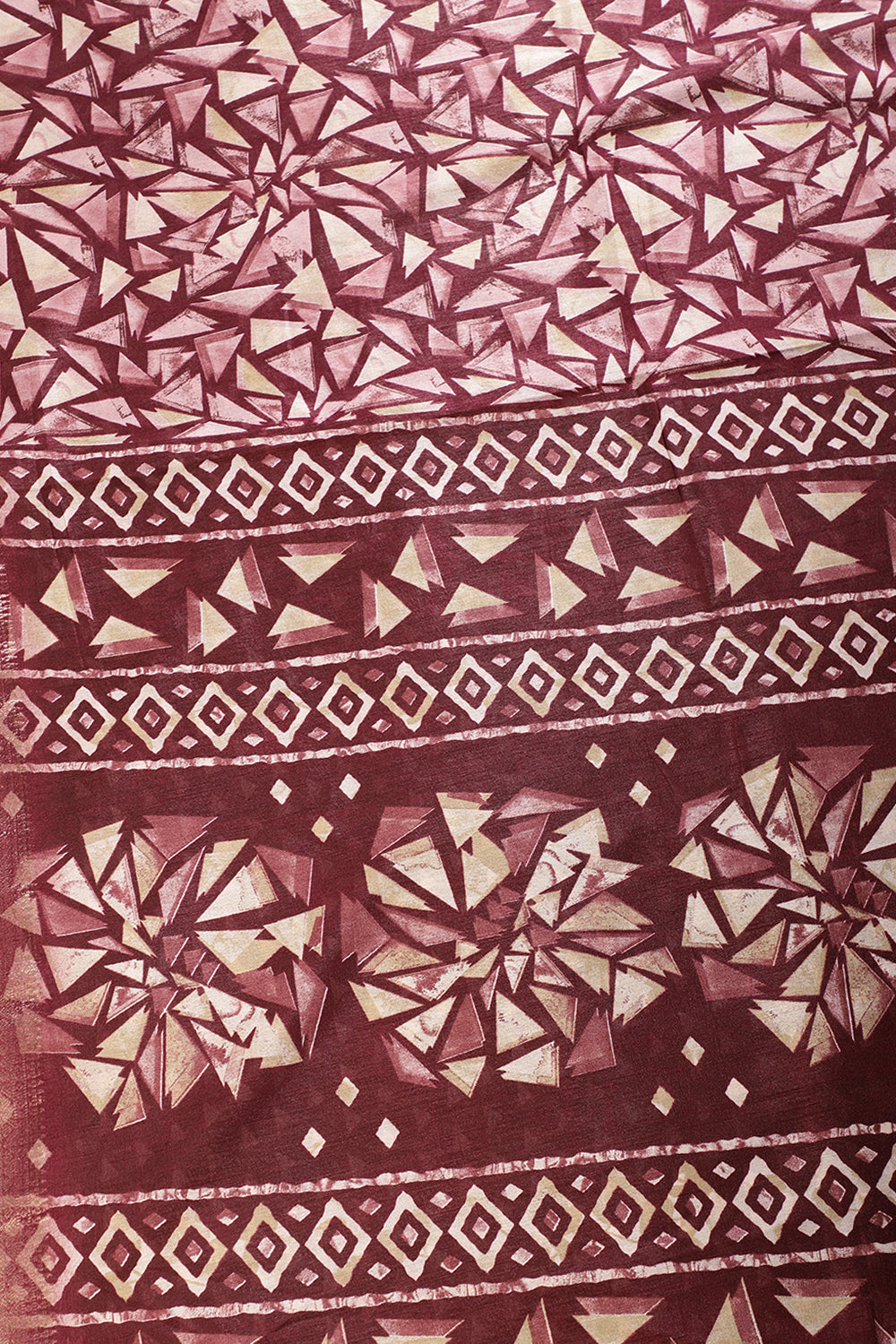 Wine Colour Printed Cotton Silk Saree