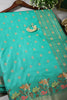 Teal Green Color Silk Resham & Zari Woven Saree