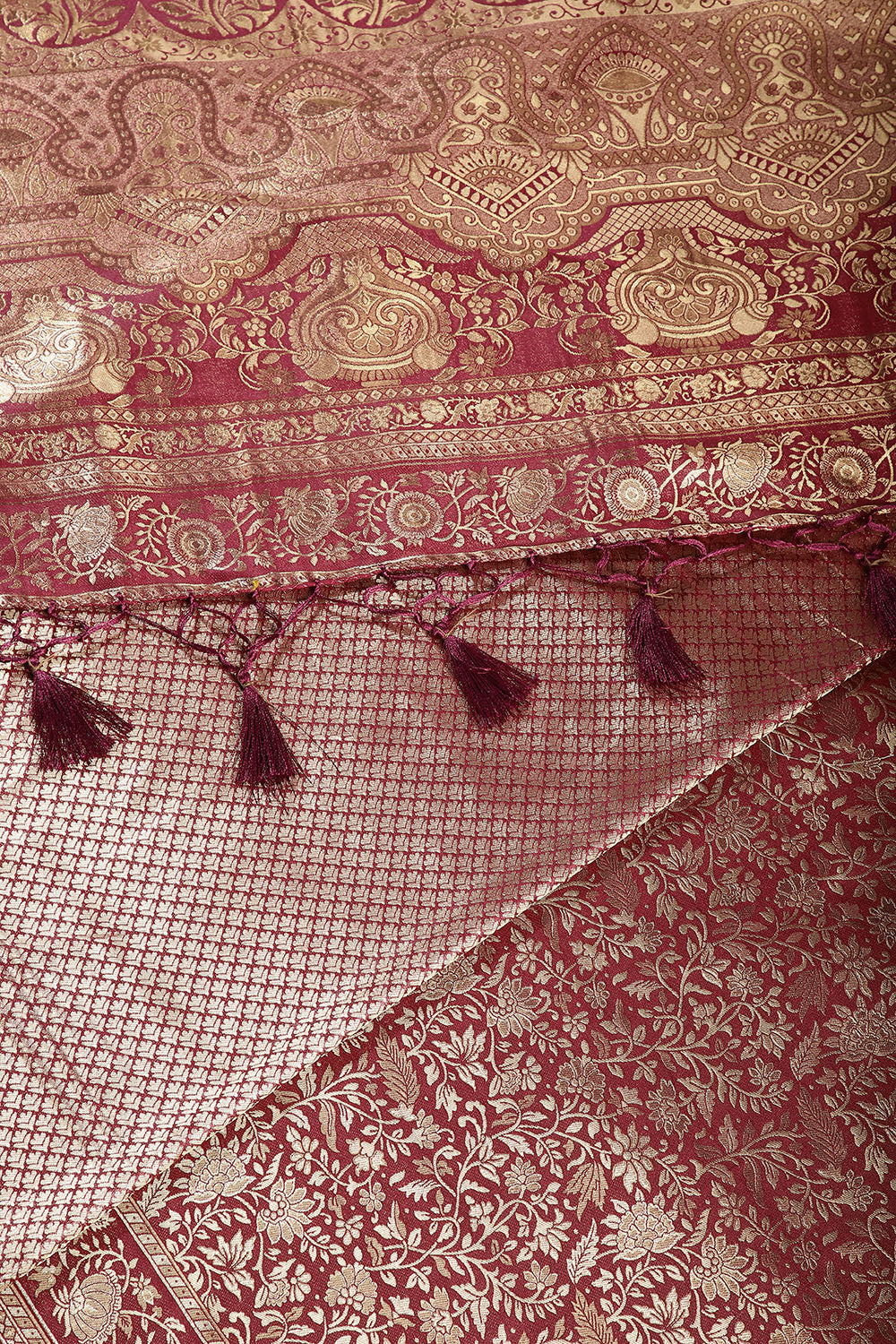 Wine Colour South Silk Heavy Woven Saree