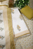 Cream & Olive Green Color Cotton Printed Unstitched Suit Material