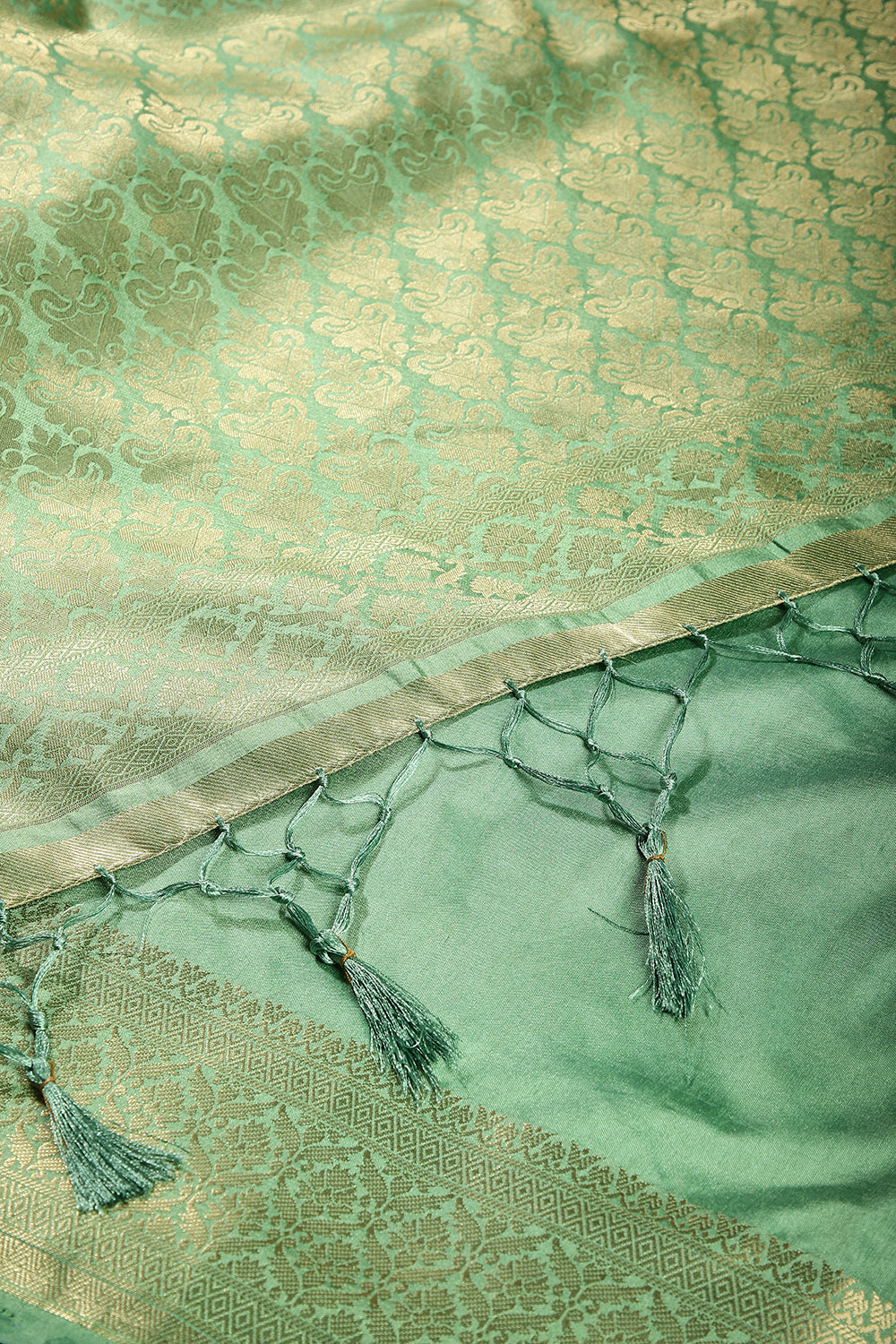 Dusty Green Colour Silk Woven Saree