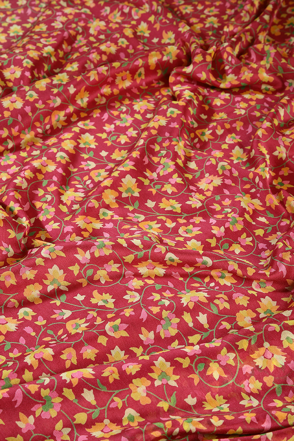 Shiraz Color Chiffon Floral Zari Border Printed Saree