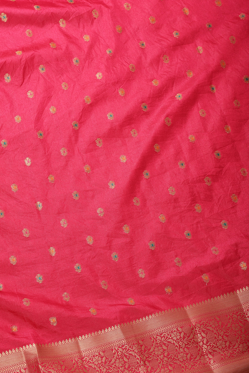 Fuchsia Pink Cotton Zari & Resham Woven Saree