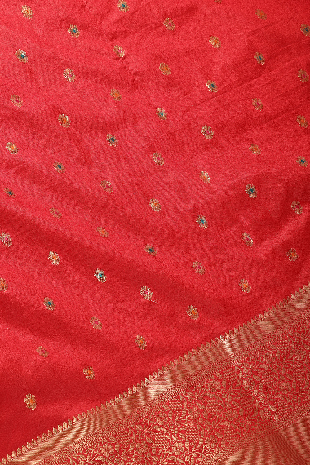 Red Cotton Zari & Resham Woven Saree
