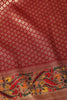 Dark Scarlet Soft Silk Zari and Resham woven Paithani Work Saree