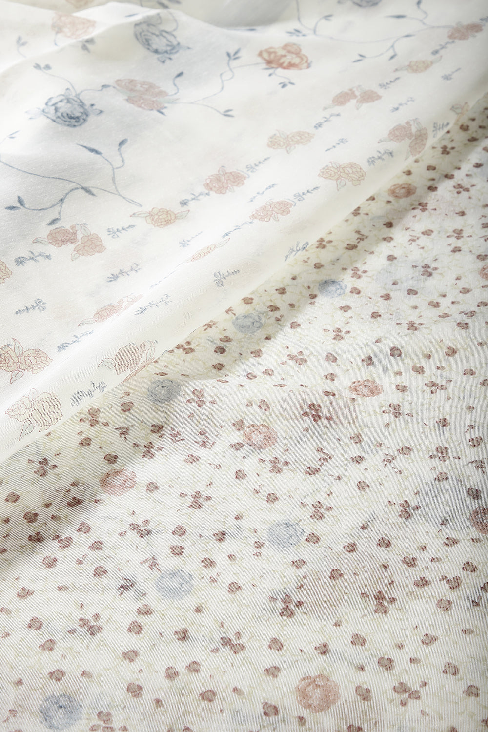 Cream & Grey Color Floral Printed Organza Cotton Saree