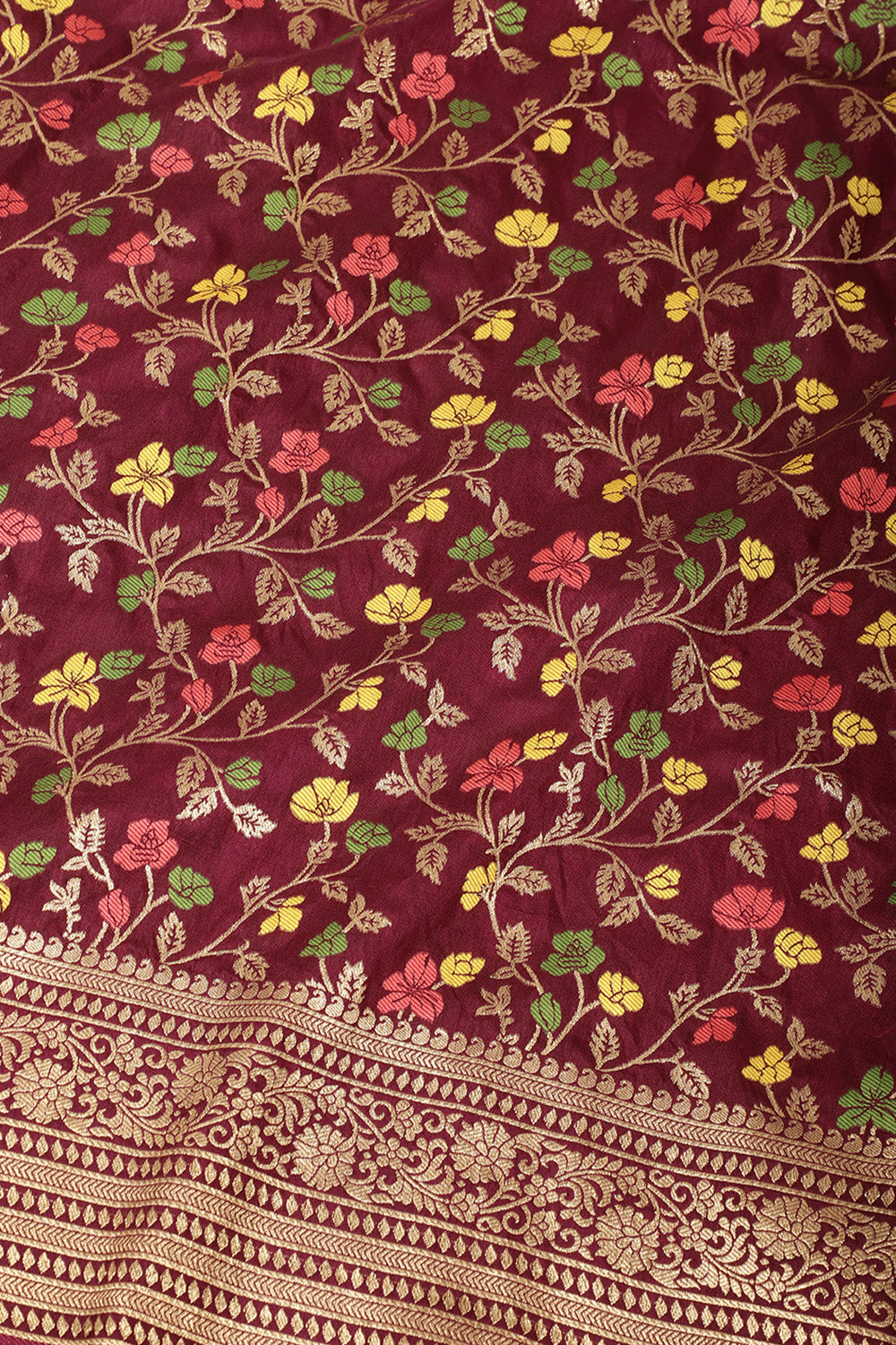 Wine Silk Resham & Zari Woven Saree