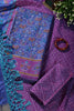 Royal Blue & Purple Crepe Silk Woven Embroidered Unstitched Suit Fabric