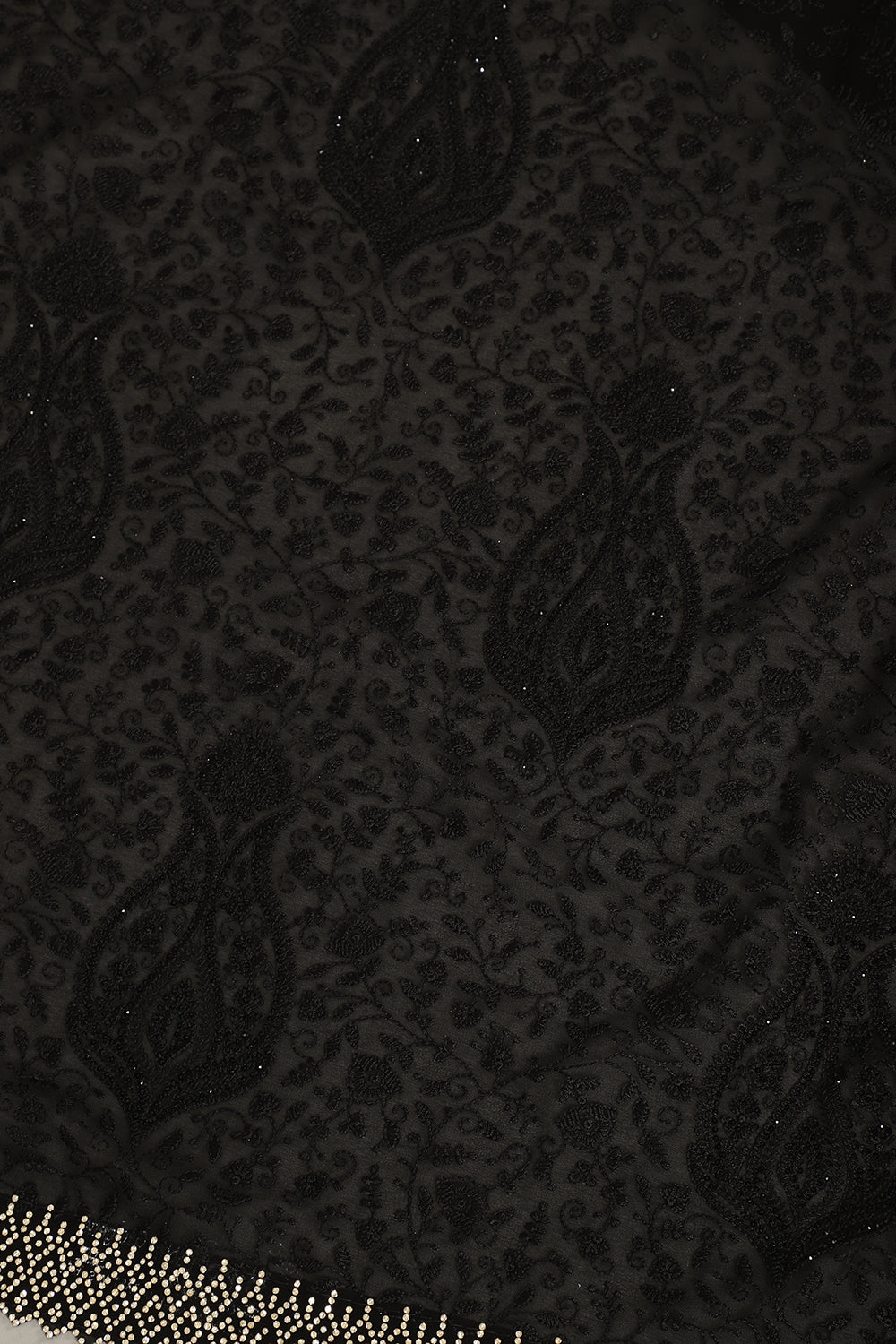 Black Georgette Resham Floral Jal Woven And Swarovski Work Saree