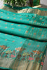 Teal Green Color Silk Resham & Zari Woven Saree